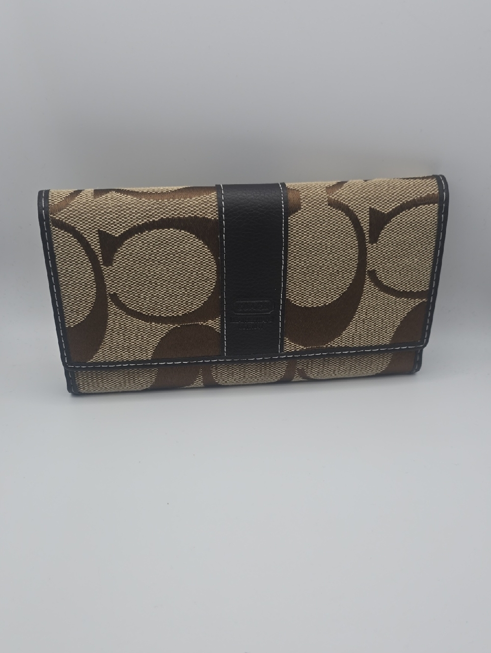 Coach Brown & Tan Signature Continental Wallet W/ Checkbook Holder (2-N-1)(EUC)✨ - Picture 3 of 10